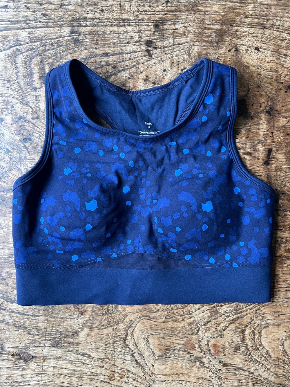 knix Navy Blue Patterned High-Impact Sports Bra
